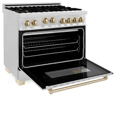 ZLINE Autograph Edition 36" 4.6 cu. ft. Range with Gas Stove and Gas Oven in DuraSnow® Stainless Steel with Accents - RGSZ-SN-36