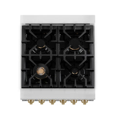 ZLINE Autograph Edition 24" 2.8 cu. ft. Range with Gas Stove and Gas Oven in Stainless Steel with White Matte Door and Matte Black Accents - RGZ-WM-24