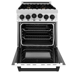 ZLINE Autograph Edition 24" 2.8 cu. ft. Range with Gas Stove and Gas Oven in Stainless Steel with White Matte Door and Matte Black Accents - RGZ-WM-24