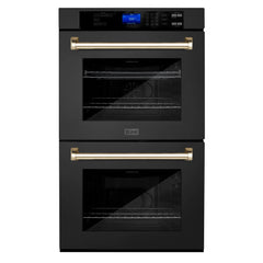ZLINE 30" Autograph Edition Double Wall Oven with Self Clean and True Convection in Black Stainless Steel(AWDZ-30-BS)