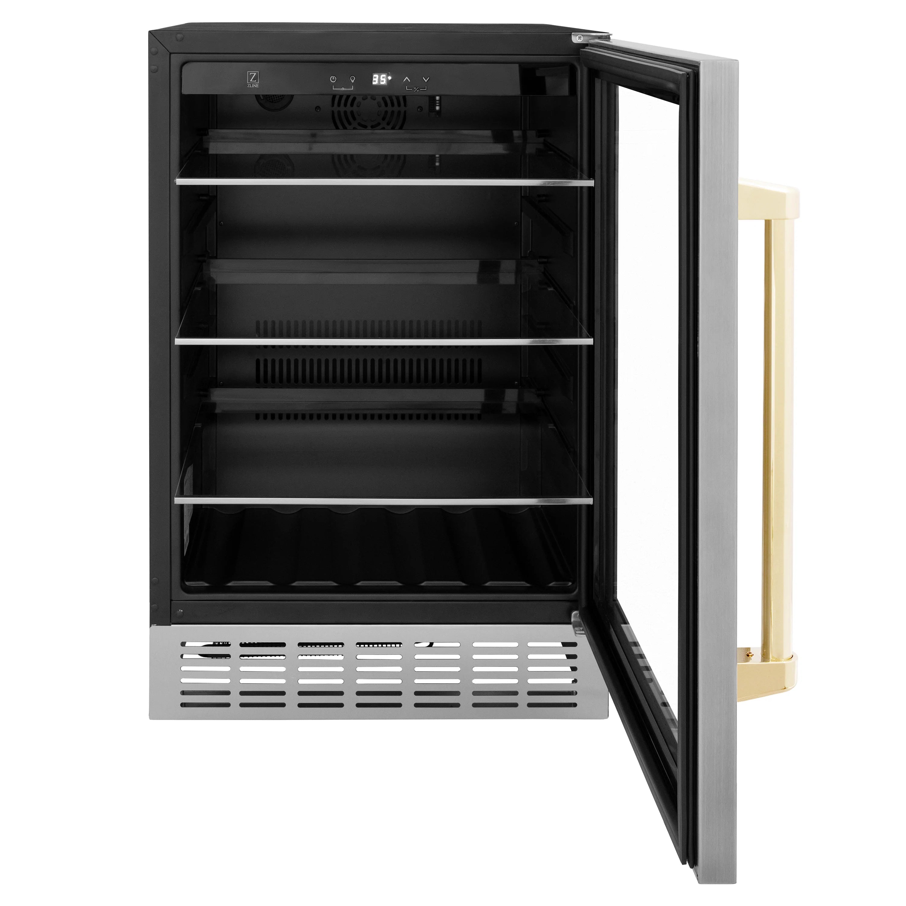 ZLINE 24" Monument 154 Can Beverage Fridge In Stainless Steel with Accents - RBV-US-24