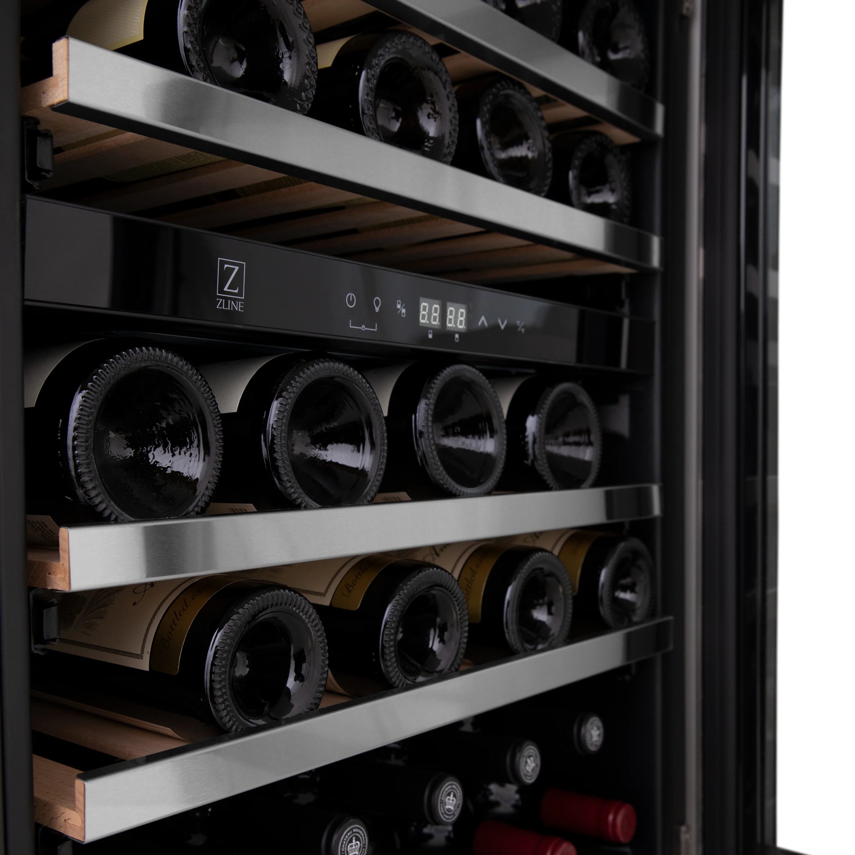 ZLINE 24" Dual Zone 44-Bottle Wine Cooler in Stainless Steel with Accent (RWV-UD-24)