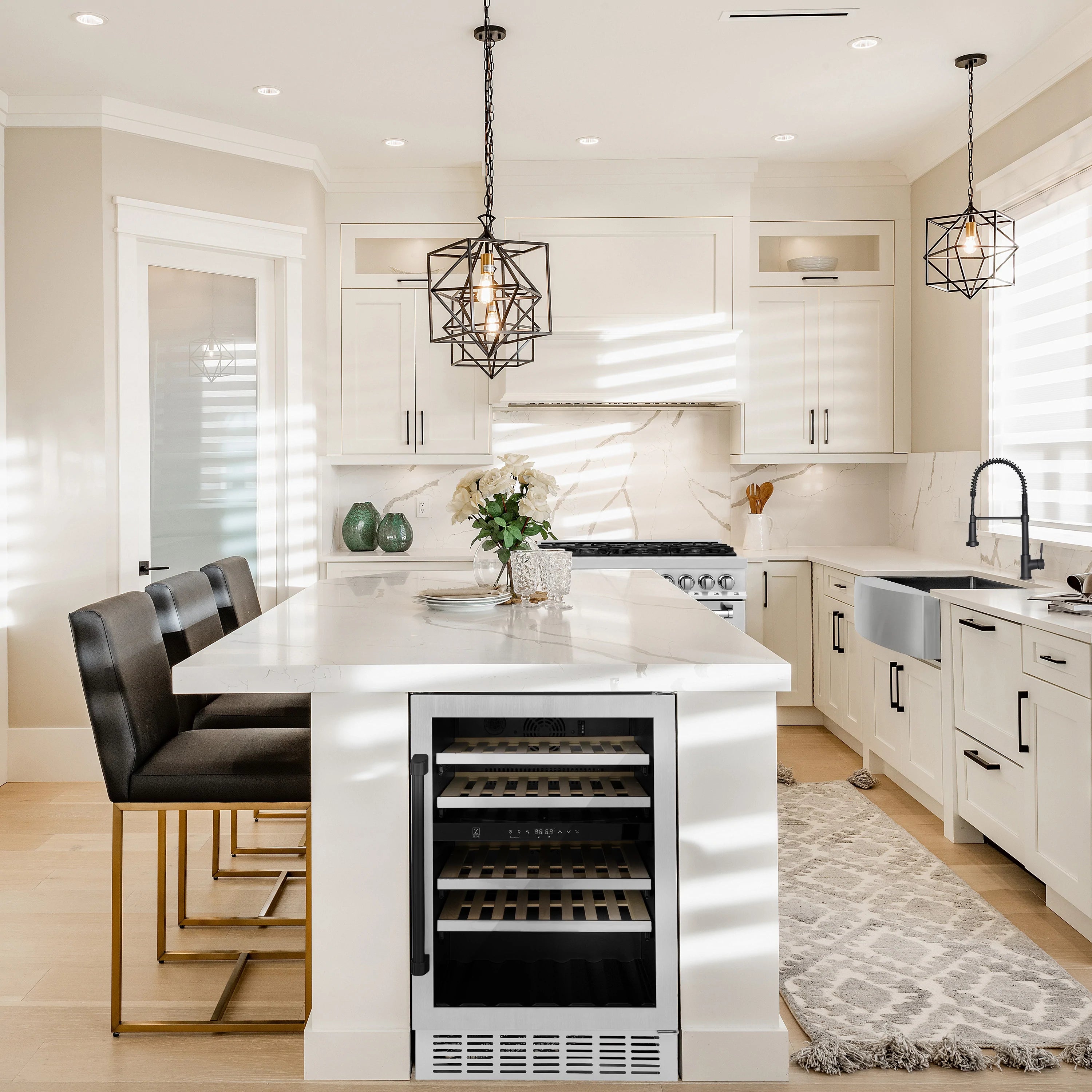 Island with microwave and wine deals fridge