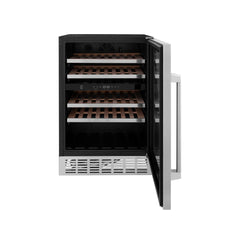 ZLINE 24" Dual Zone 44-Bottle Wine Cooler in Stainless Steel with Accent (RWV-UD-24)