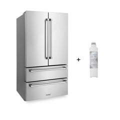 ZLINE 36-Inch 22.5 cu. ft Freestanding French Door Refrigerator with Ice Maker and Water Filter in Fingerprint Resistant Stainless Steel - RFM-WF-36