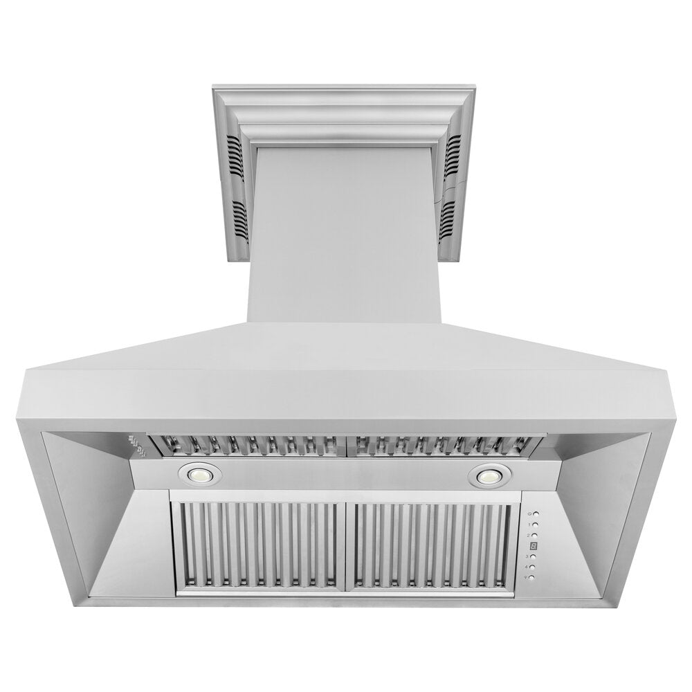 ZLINE Professional Wall Mount Range Hood in Stainless Steel with Built-in CrownSound Bluetooth Speakers - 597iCRN-BT