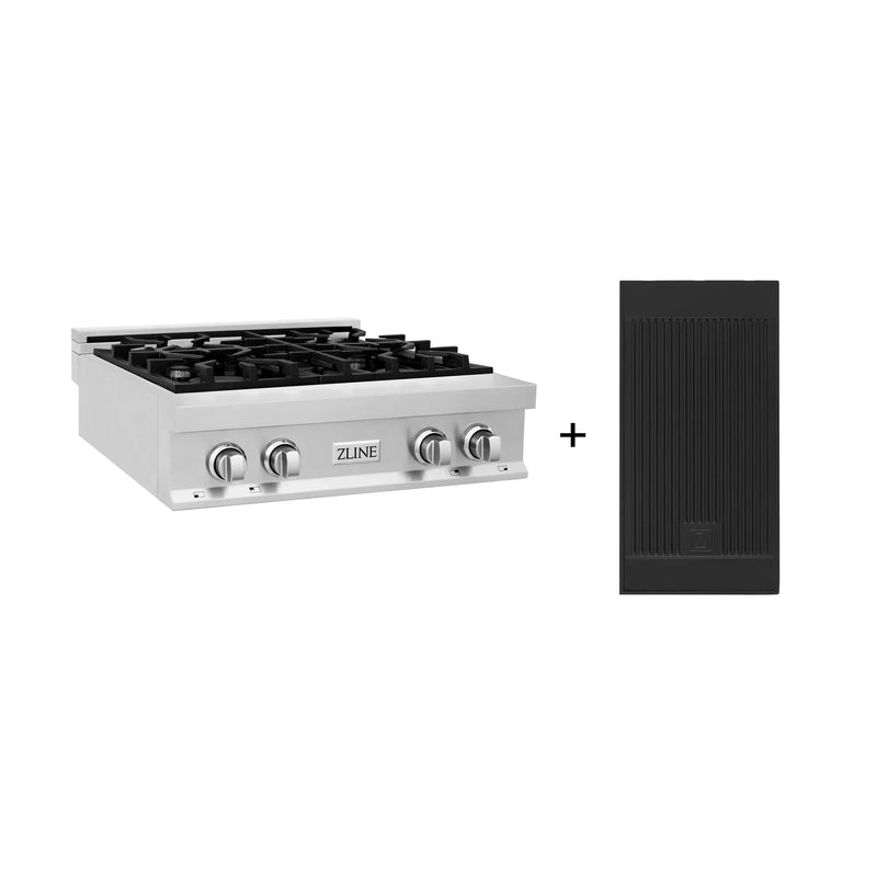 ZLINE 30-Inch Porcelain Gas Stovetop with 4 Gas Burners and Griddle - RT-GR-30