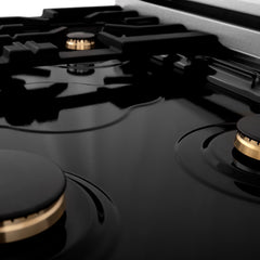 ZLINE Autograph Edition 30" 4.0 cu. ft. Dual Fuel Range with Gas Stove and Electric Oven in DuraSnow® Stainless Steel with Accents - RASZ-SN-30