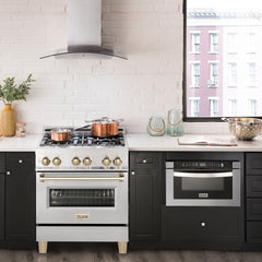 ZLINE Autograph Edition 30" 4.0 cu. ft. Dual Fuel Range with Gas Stove and Electric Oven in DuraSnow® Stainless Steel with Accents - RASZ-SN-30