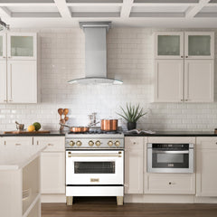 ZLINE 30" 4.0 cu. ft. Dual Fuel Range with Gas Stove and Electric Oven in Stainless Steel with White Matte Door and Accents - RAZ-WM-30