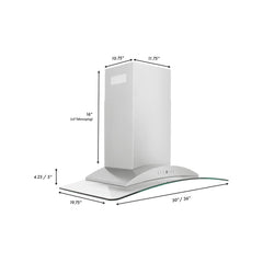 ZLINE Convertible Vent Wall Mount Range Hood in Stainless Steel & Glass - KN