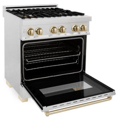 ZLINE Autograph Edition 30" 4.0 cu. ft. Dual Fuel Range with Gas Stove and Electric Oven in DuraSnow® Stainless Steel with Accents - RASZ-SN-30