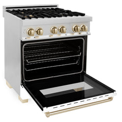 ZLINE 30" 4.0 cu. ft. Dual Fuel Range with Gas Stove and Electric Oven in Stainless Steel with White Matte Door and Accents - RAZ-WM-30