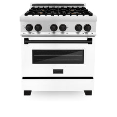 ZLINE 30" 4.0 cu. ft. Dual Fuel Range with Gas Stove and Electric Oven in Stainless Steel with White Matte Door and Accents - RAZ-WM-30
