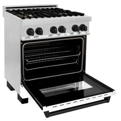 ZLINE 30" 4.0 cu. ft. Dual Fuel Range with Gas Stove and Electric Oven in Stainless Steel with White Matte Door and Accents - RAZ-WM-30