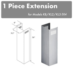 ZLINE 1-36" Chimney Extension for 9 ft. to 10 ft. Ceilings - 1PCEXT-KB/KL2/KL3-304