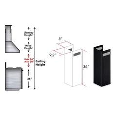 ZLINE 1-36" Chimney Extension for 9 ft. to 10 ft. Ceilings in Black Stainless - 1PCEXT-BSKBN