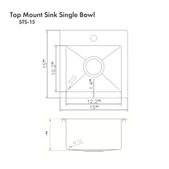 ZLINE 15 in. Donner Topmount Single Bowl Bar Kitchen Sink in Stainless Steel, STS-15