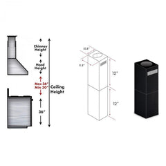 ZLINE 2-12 in. Short Chimney Pieces for 7 ft. to 8 ft. Ceilings in Black Stainless - SK-BSGL2iN