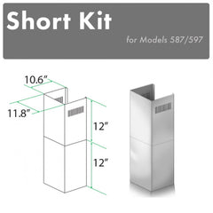 ZLINE 2-12" Short Chimney Pieces for 7.7 ft. to 8 ft. Ceilings - SK-587/597