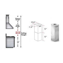 ZLINE 2-12" Short Chimney Pieces for 7.8 ft. to 8 ft. Ceilings - SK-597i