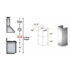 ZLINE 2-12" Short Chimney Pieces for 8 ft. Ceilings - SK-687