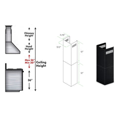 ZLINE 2-12" Short Chimney Pieces for 7 ft. to 8 ft. Ceilings - SK-BS655N