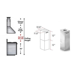 ZLINE 2-12 in. Short Chimney Pieces for 7 ft. to 8 ft. Ceilings - SK-GL9i