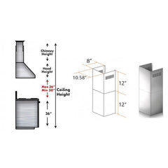 ZLINE 2-12 in. Short Chimney Pieces for 7.5 ft. to 8 ft. Ceilings - SK-KF1