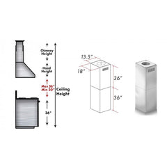 ZLINE 2-36" Chimney Extensions for 10 ft. to 12 ft. Ceilings - 2PCEXT-687