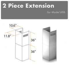 ZLINE 2-36" Chimney Extensions for 10 ft. to 12 ft. Ceilings - 2PCEXT-696