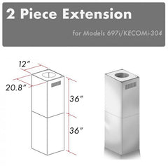 ZLINE 2-36" Chimney Extensions for 10 ft. to 12 ft. Ceilings - 2PCEXT-697i/KECOMi-304