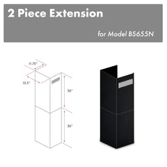 ZLINE 2-36" Chimney Extensions for 10 ft. to 12 ft. Ceilings - 2PCEXT-BS655N