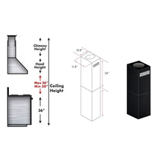 ZLINE 2-36" Chimney Extensions for 10 ft. to 12 ft. Ceilings - 2PCEXT-BSKE2iN