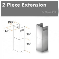 ZLINE 2-36" Chimney Extensions for 10 ft. to 12 ft. Ceilings - 2PCEXT-KN4