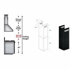 ZLINE 2-36" Chimney Extensions for 10 ft. to 12 ft. Ceilings in Black Stainless - 2PCEXT-BSKBN