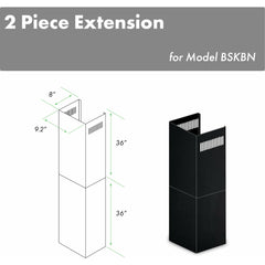 ZLINE 2-36" Chimney Extensions for 10 ft. to 12 ft. Ceilings in Black Stainless - 2PCEXT-BSKBN