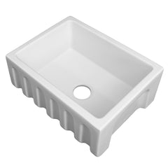 ZLINE 24 in. Venice Farmhouse Apron Front Reversible Single Bowl Fireclay Kitchen Sink with Bottom Grid - FRC5120