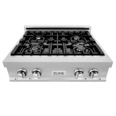 ZLINE 30-Inch Porcelain Gas Stovetop in Fingerprint Resistant Stainless Steel with 4 Gas Burners and Griddle - RTS-GR-30