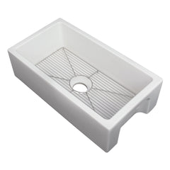 ZLINE 30 in. Venice Farmhouse Apron Front Reversible Single Bowl Fireclay Kitchen Sink with Bottom Grid - FRC5119