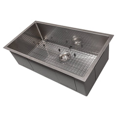 ZLINE 33 in. Meribel Undermount Single Bowl Stainless Steel Kitchen Sink with Bottom Grid, SRS-33