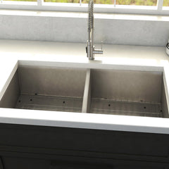 ZLINE 33 in. Anton Undermount Double Bowl Stainless Steel Kitchen Sink with Bottom Grid, SR50D-33
