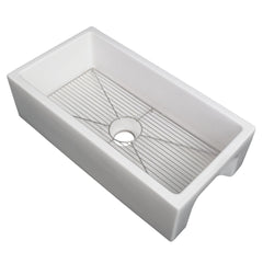 ZLINE 36 in. Venice Farmhouse Apron Front Reversible Single Bowl Fireclay Kitchen Sink with Bottom Grid - FRC5122