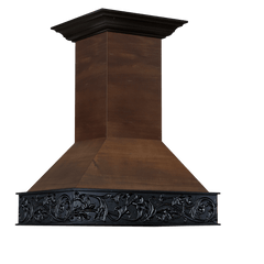 ZLINE 36" Wooden Island Mount Range Hood in Antigua and Walnut - 9373AR-36