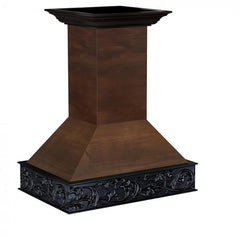 ZLINE 36" Wooden Island Mount Range Hood in Antigua and Walnut - 9373AR-36