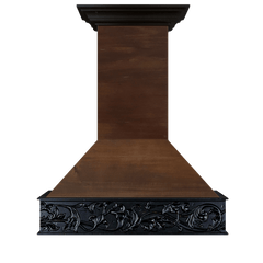 ZLINE 36" Wooden Island Mount Range Hood in Antigua and Walnut - 9373AR-36