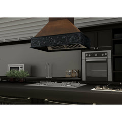 ZLINE 36" Wooden Island Mount Range Hood in Antigua and Walnut - 9373AR-36