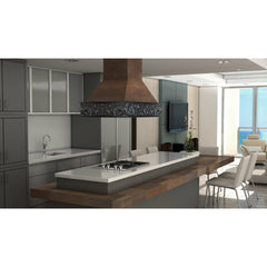 ZLINE 36" Wooden Island Mount Range Hood in Antigua and Walnut - 9373AR-36