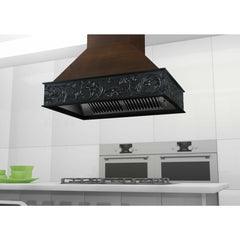 ZLINE 36" Wooden Island Mount Range Hood in Antigua and Walnut - 9373AR-36