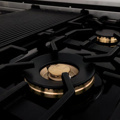 ZLINE 48-Inch Porcelain Gas Stovetop with 7 Gas Brass Burners and Griddle - RT-BR-GR-48